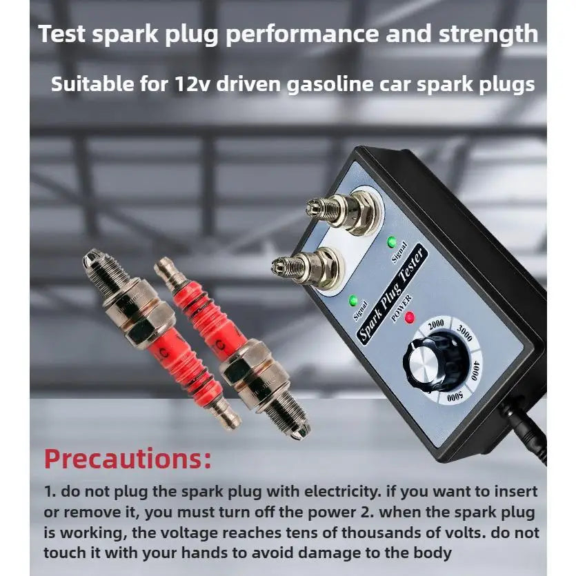 Spark Plug Tester Dual Hole Adjustable Frequency 12V For Car Motorcycle Ignition Coil Diagnostic Tool Auto Test Detector