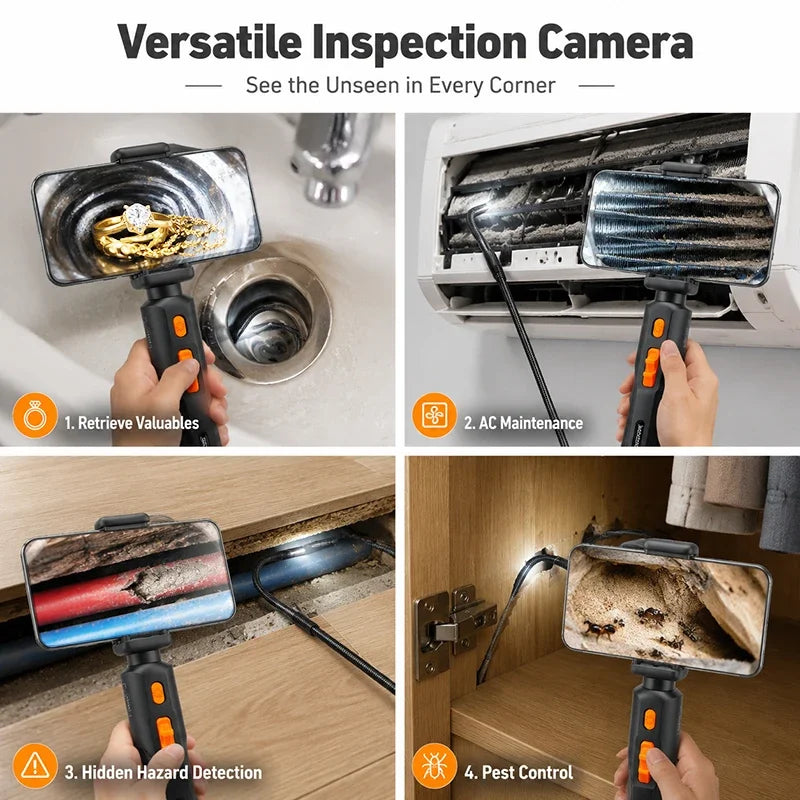 360° Articulated Inspection 4K HD Borescope 6.2mm Camera Articulating Borescope Endoscope Camera For Android/iOS Phone