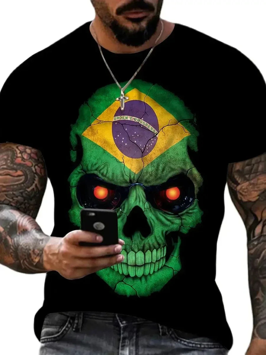 Skull 3D T-shirt for Men Fashion Hip Hop O-Neck Short Sleeve Shirt Harajuku Men's T-shirt Oversized T-shirt Men's Clothing