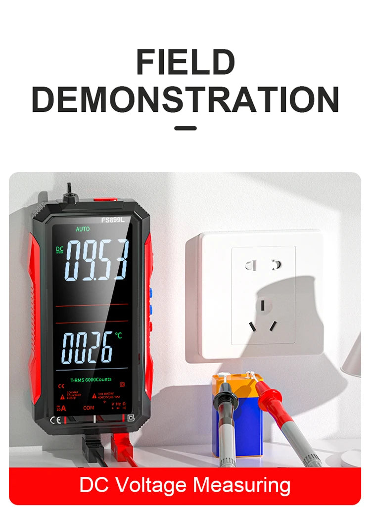 Digital Multimeter 4.8'' Full Color LCD 6000 Counts Auto-ranging Multimeter with Rechargeable Battery for Electronics Testing