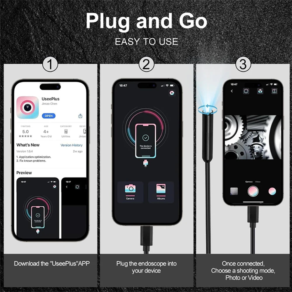 360° Articulated Inspection 4K HD Borescope 6.2mm Camera Articulating Borescope Endoscope Camera For Android/iOS Phone